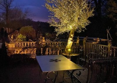 Evening patio seating at The Thatched Cottage in Bramshaw