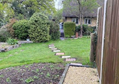 Garden path at The Thatched Cottage in Bramshaw