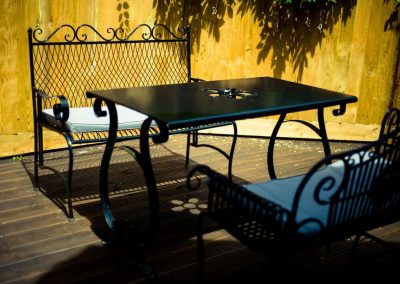 Private patio seating at The Thatched Cottage in Bramshaw