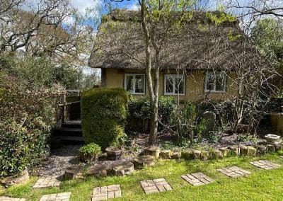 The Thatched Cottage in Bramshaw during the cooler season